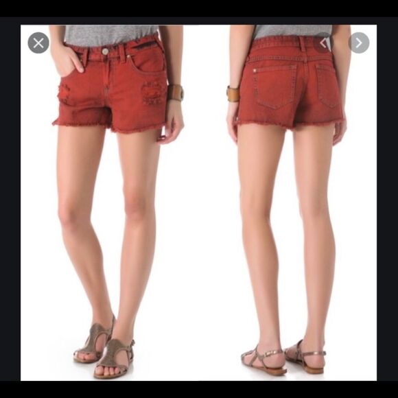 Free People red over dyed denim cutoff shorts 30 - Picture 1 of 6